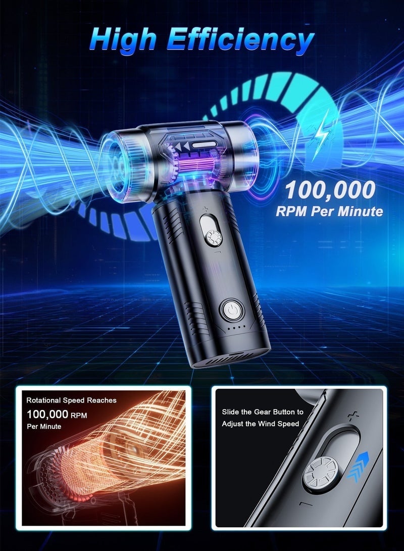 WINEENEE 4-in-1 Cordless Handheld Vacuum Cleaner & Air Blower, Powerful Suction, Rechargeable Type-C, Portable Mini Vacuum for Car & Home - Image 3