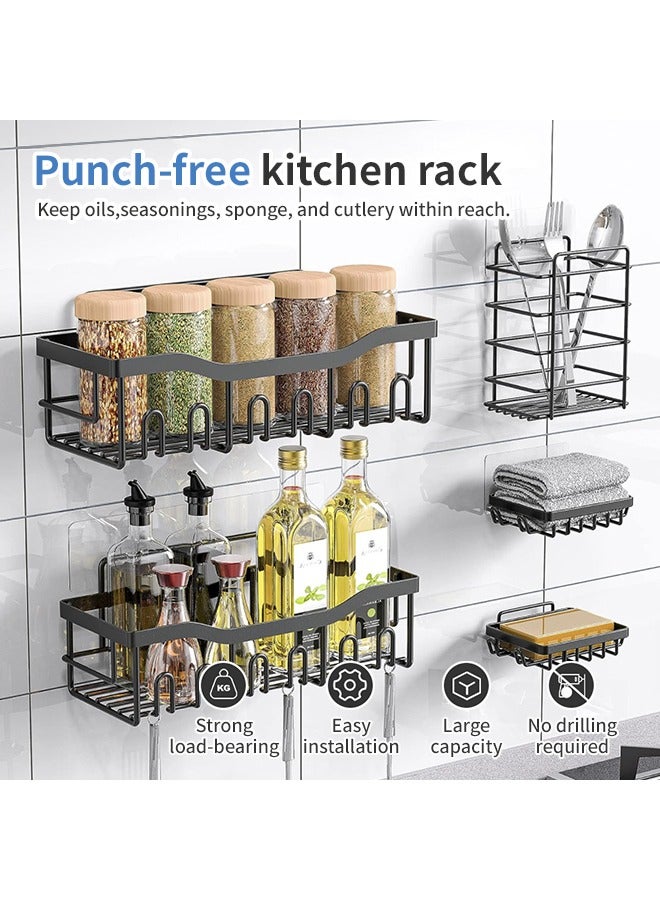 Wall-Mounted Bathroom Organizer, Stainless Steel Shower Caddy, Hollow Ventilation Design, Easy to Store Various Small Items, 5 Pack  - Image 2