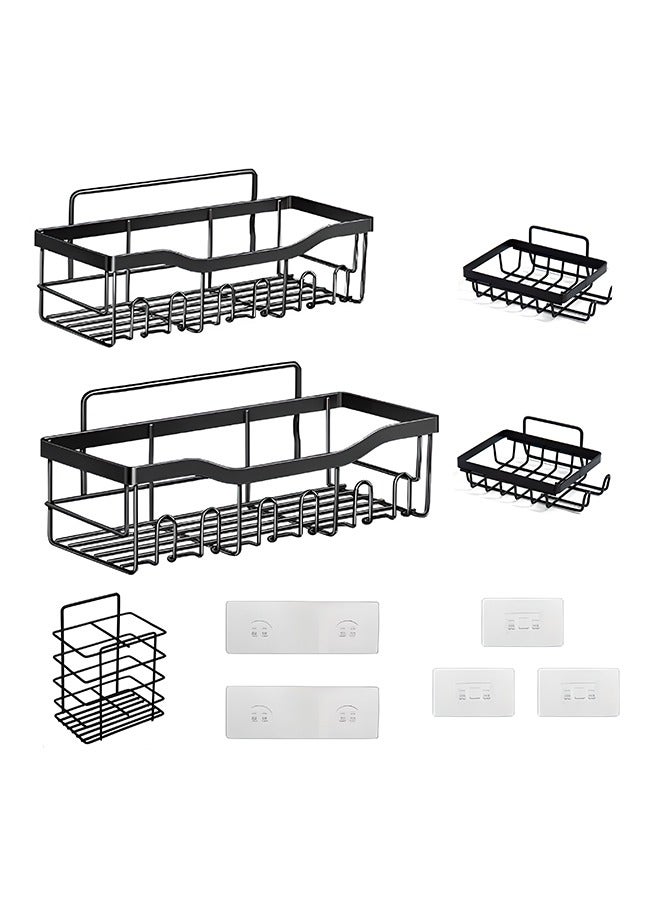 Wall-Mounted Bathroom Organizer, Stainless Steel Shower Caddy, Hollow Ventilation Design, Easy to Store Various Small Items, 5 Pack  - Image 1