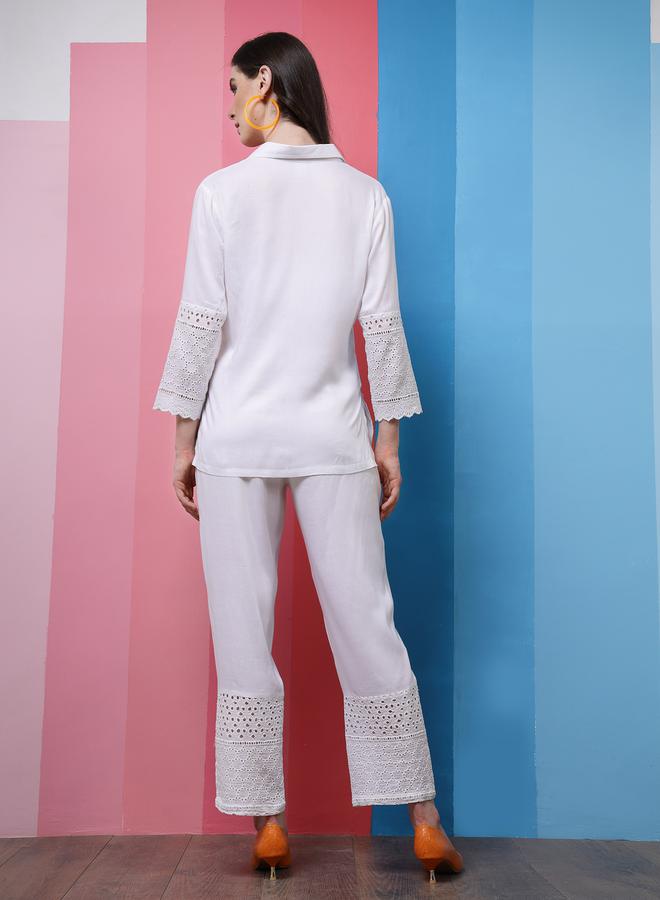 Athena Self Design 3/4 Sleeves Shirt & Trousers Co-Ords by Styli - Image 5