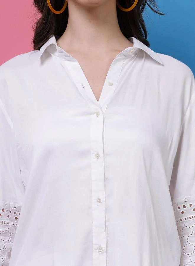 Athena Self Design 3/4 Sleeves Shirt & Trousers Co-Ords by Styli