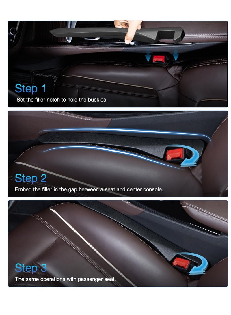 SYOSI Car Seat Gap Filler PU Leather Fill The Gap Between Seat and Center Console Prevent Things from Falling Universal Vehicle Interior Accessories Easy to Install Stable No Peculiar Smell 2 Pack - Image 3