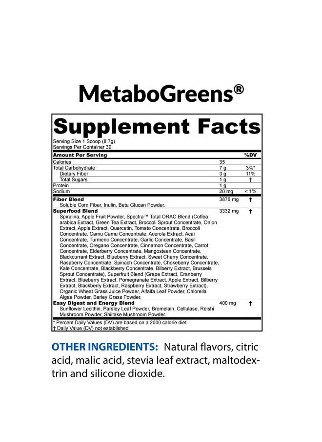 BioTrust Metabogreens Superfood Powder Super Greens Vegetable Powder Mix Made With Clinicallyresearched Spectra Non Gmo Soy Free Gluten Free Dairy Free Energizing Berry Flavor (30 Servings)  - Image 3