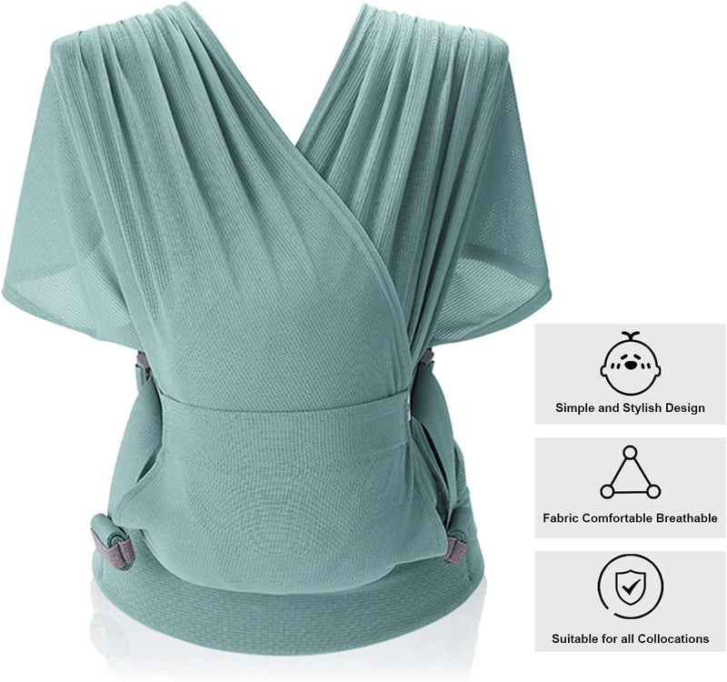Excefore Baby Wrap Carrier Slings, Adjustable Baby Carrier Newborn to Toddler Original Stretchy Infant Sling, Perfect for Newborn Babies and Children up to 35 lbs（Green） - Image 4