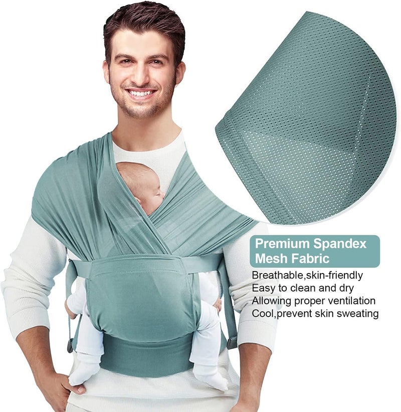 Excefore Baby Wrap Carrier Slings, Adjustable Baby Carrier Newborn to Toddler Original Stretchy Infant Sling, Perfect for Newborn Babies and Children up to 35 lbs（Green） - Image 3