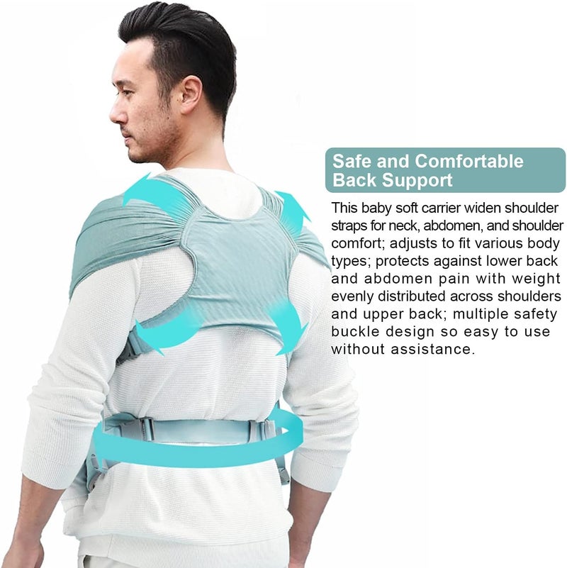 Excefore Baby Wrap Carrier Slings, Adjustable Baby Carrier Newborn to Toddler Original Stretchy Infant Sling, Perfect for Newborn Babies and Children up to 35 lbs（Green） - Image 2