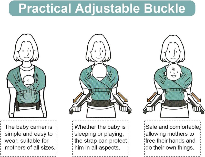 Excefore Baby Wrap Carrier Slings, Adjustable Baby Carrier Newborn to Toddler Original Stretchy Infant Sling, Perfect for Newborn Babies and Children up to 35 lbs（Green） - Image 5