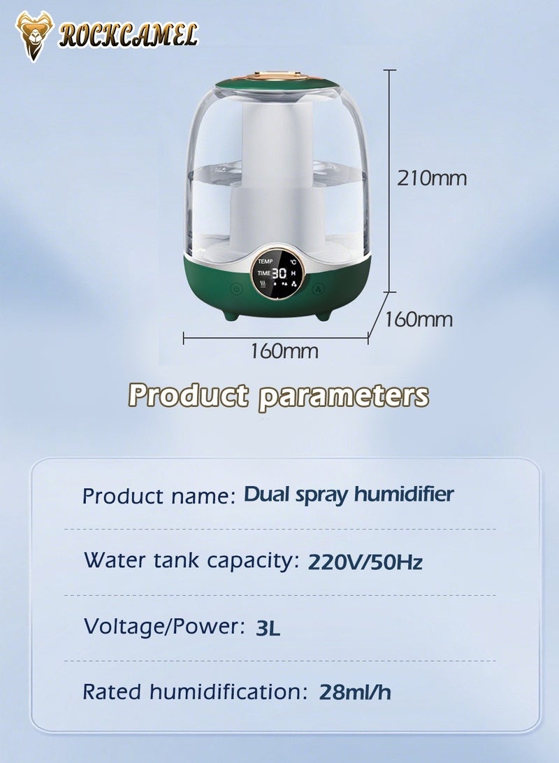 ROCKCAMEL 3L Digital Humidifier with 7-Color Lights, Cool Mist Humidifier, Easy to Fill & Clean, 35dB Quiet Cool Mist Air Humidifier for Home Office Bedroom - Image 5