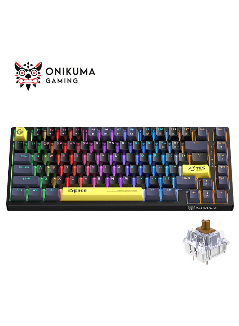Wired Mechanical Keyboard with Brown Switches,RGB Backlit 82 Keys 75% Compact Computer Keyboard for Gaming,Typing, Programming,Mixed Color Keycaps,Ergonomic