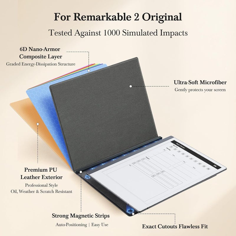 Ayotu Case for Remarkable 2 Paper Tablet 10.3" 2020 Released, Book Folio Design with Bulit-in Magnet, Premuin PU Leather Cover, Brown (Exclusive Templates Provided) - Image 2