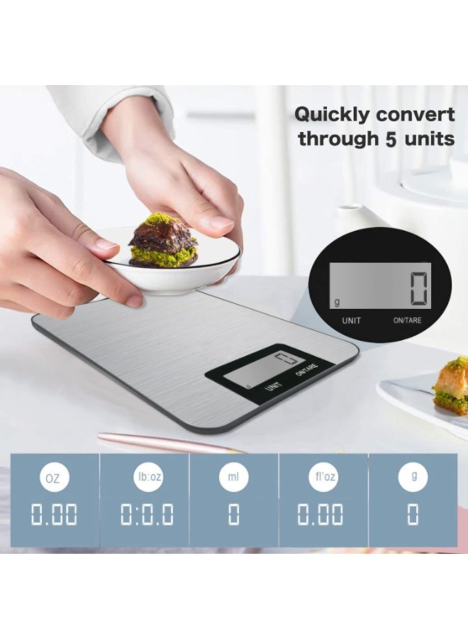 epicarma Digital Kitchen Scale Stainless Steel Food Weighing Scale with LCD Display – High Precision Electronic Scale for Baking, Cooking, Keto, Coffee & Meal Prep – Multi Unit g/oz/lb:oz/ml/fl.oz - Image 5