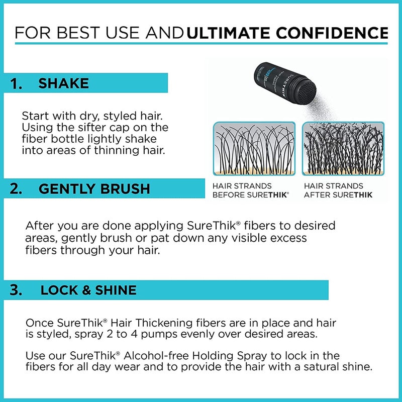 SureThik Hair Thickening Fibers 30g and Fiber Holding Spray 100ml Black - Image 4