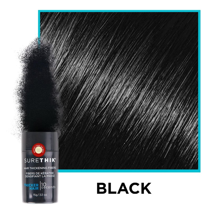 SureThik Hair Thickening Fibers 30g and Fiber Holding Spray 100ml Black - Image 3