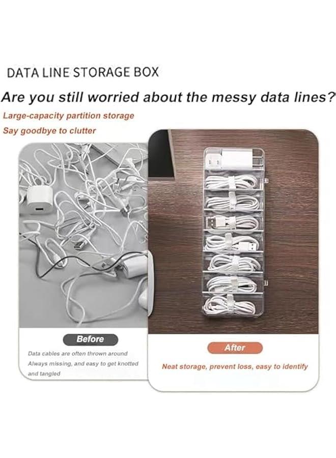 HOOKOR Data Cable Organizer Box with 10 Wire Ties, Clear Electronics Organizer Boxes, Plastic Cable Management Box, 8 Capacity Acrylic Charger Organizer, Electronics Organizer for Office - Image 2