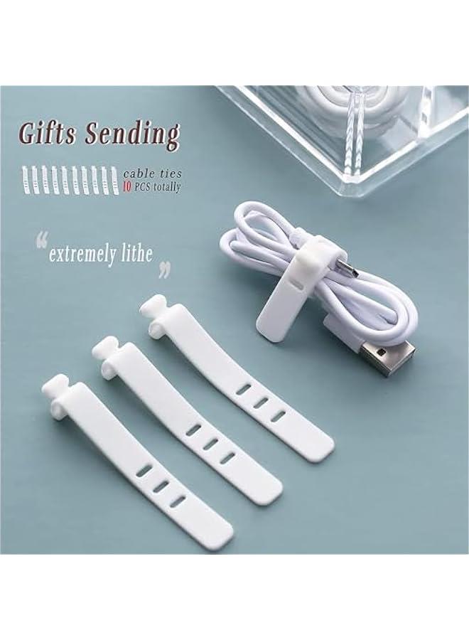 HOOKOR Data Cable Organizer Box with 10 Wire Ties, Clear Electronics Organizer Boxes, Plastic Cable Management Box, 8 Capacity Acrylic Charger Organizer, Electronics Organizer for Office - Image 5