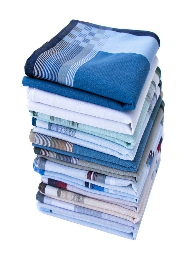 CoCoUSM Assorted Pack of Mens Woven Cotton Striped Handkerchiefs Hankies Pack of 6 - Image 1