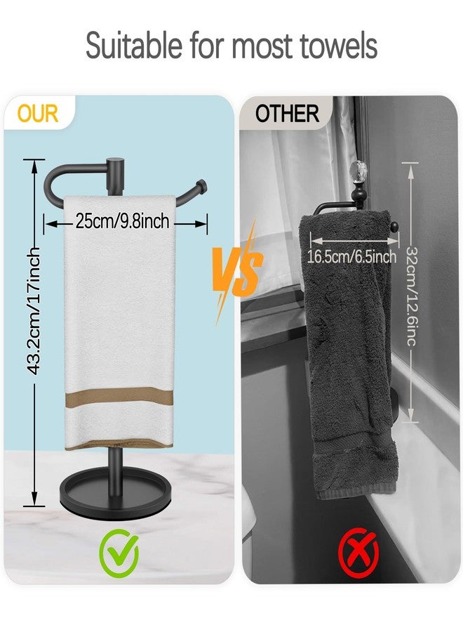 JIAPAIDUO Hand Towel Holder Stand, Matte Black Standing Towel Racks for Bathroom, Stainless Steel Free Standing Towel Rack, Towel Bar Kitchen Vanity Countertops Decor - Image 2