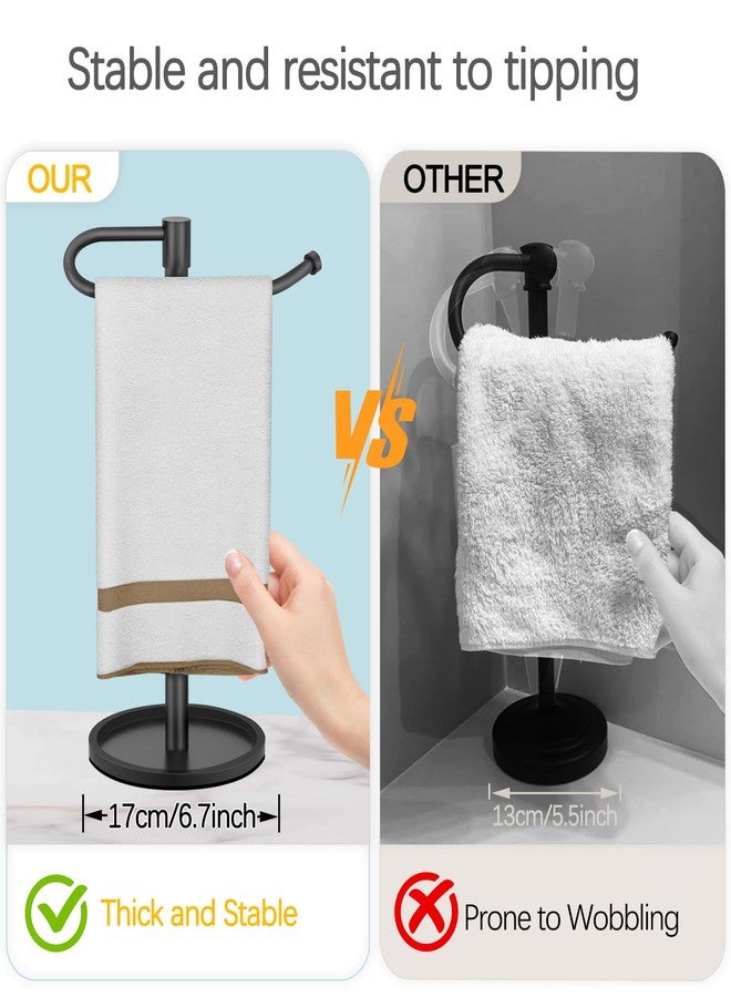 JIAPAIDUO Hand Towel Holder Stand, Matte Black Standing Towel Racks for Bathroom, Stainless Steel Free Standing Towel Rack, Towel Bar Kitchen Vanity Countertops Decor - Image 3