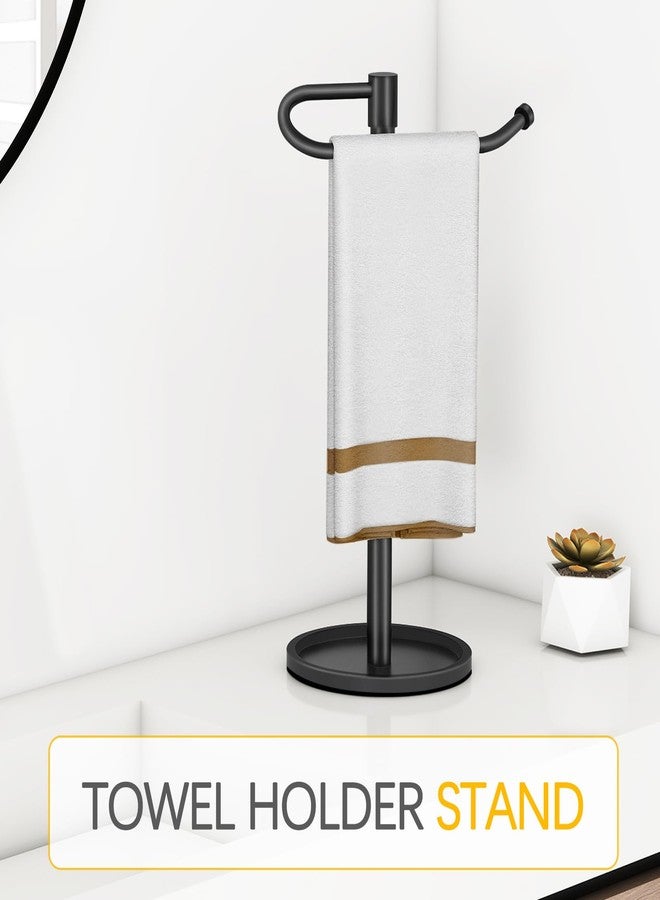 JIAPAIDUO Hand Towel Holder Stand, Matte Black Standing Towel Racks for Bathroom, Stainless Steel Free Standing Towel Rack, Towel Bar Kitchen Vanity Countertops Decor - Image 4