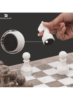 RADICALn RADICALn Large Handmade Marble Grey Oceanic and White Full Chess Game Set  - Image 5