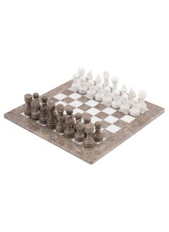 RADICALn RADICALn Large Handmade Marble Grey Oceanic and White Full Chess Game Set  - Image 1
