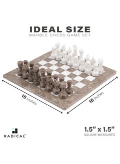 RADICALn RADICALn Large Handmade Marble Grey Oceanic and White Full Chess Game Set  - Image 4