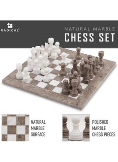 RADICALn RADICALn Large Handmade Marble Grey Oceanic and White Full Chess Game Set  - Image 2