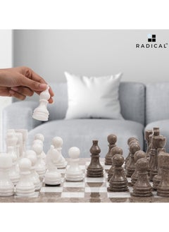RADICALn RADICALn Large Handmade Marble Grey Oceanic and White Full Chess Game Set  - Image 3