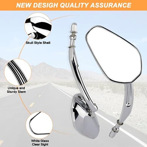 VG MOTO Motorcycle Rearview Mirror Side Mirrors 360 Degree Chrome Replacement for Harley Softail Dyna Sportster XL 883 1200 Electra Glide Street Bike Scooter Chopper Cruiser - Image 2