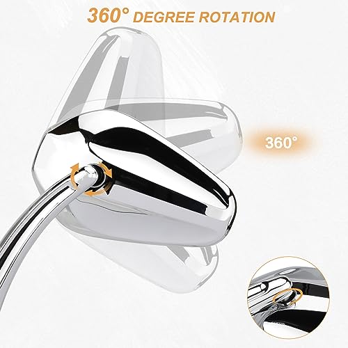 VG MOTO Motorcycle Rearview Mirror Side Mirrors 360 Degree Chrome Replacement for Harley Softail Dyna Sportster XL 883 1200 Electra Glide Street Bike Scooter Chopper Cruiser - Image 3