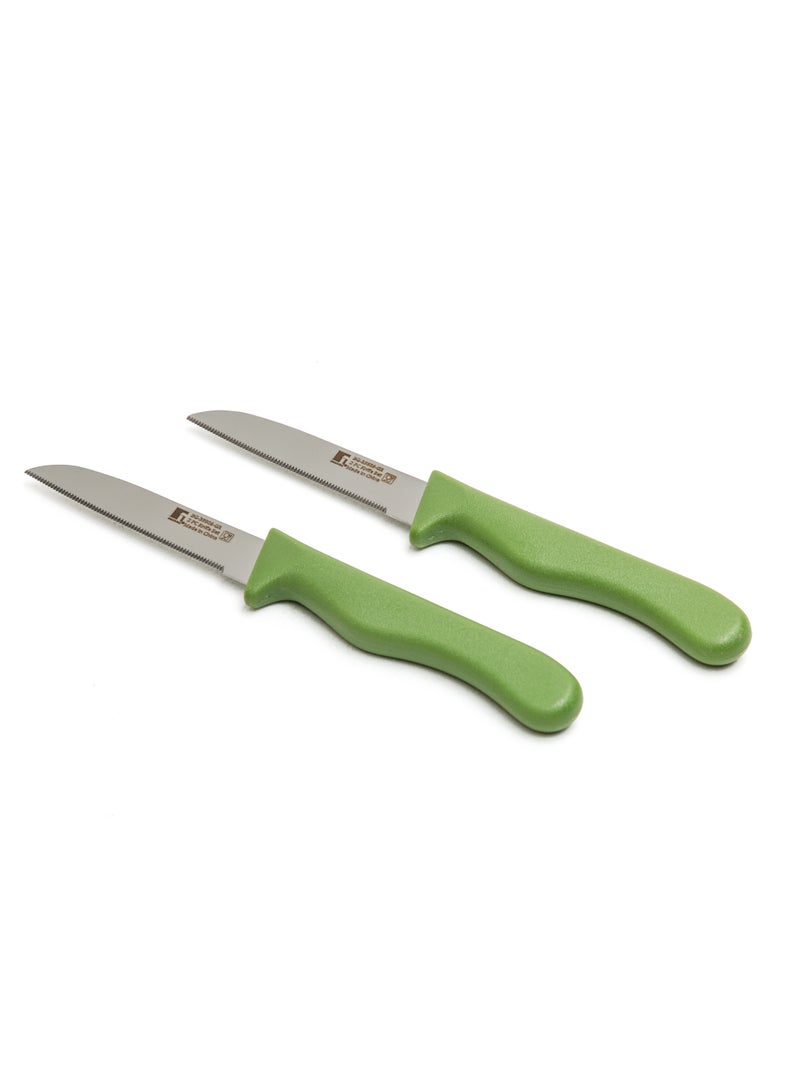 BERGNER OCASA STAILESS STEEL 2PC FRUIT KNIFE SET WITH SERRATED BLADE, GREEN COLOR, BG39906GR  - Image 1
