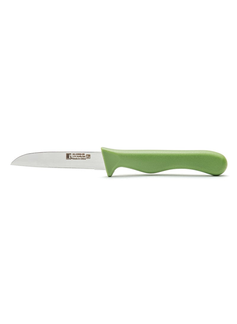 BERGNER OCASA STAILESS STEEL 2PC FRUIT KNIFE SET WITH SERRATED BLADE, GREEN COLOR, BG39906GR  - Image 2