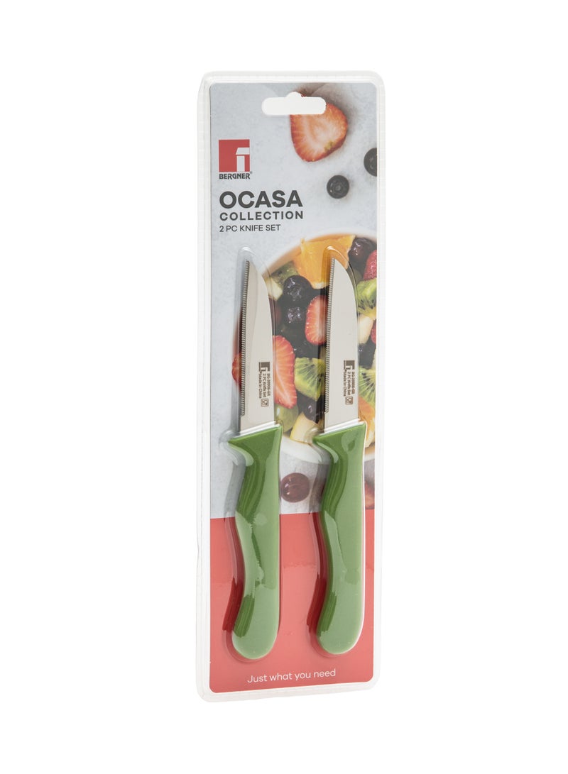 BERGNER OCASA STAILESS STEEL 2PC FRUIT KNIFE SET WITH SERRATED BLADE, GREEN COLOR, BG39906GR  - Image 3