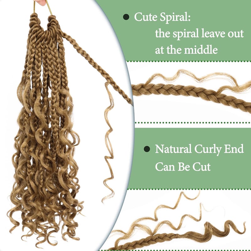 Eerya Goddess Box Braids Crochet Hair 10 Inch 8 Packs Pre-looped Bohemian Crochet Boho Box Braids With Curly Ends Synthetic Hair Extensions 3X Crochet Braids Hair for Women (10 inch, #27) - Image 5