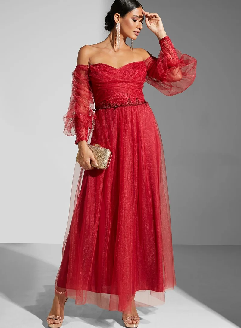 Namshi x Off-Shoulder Tulle Dress