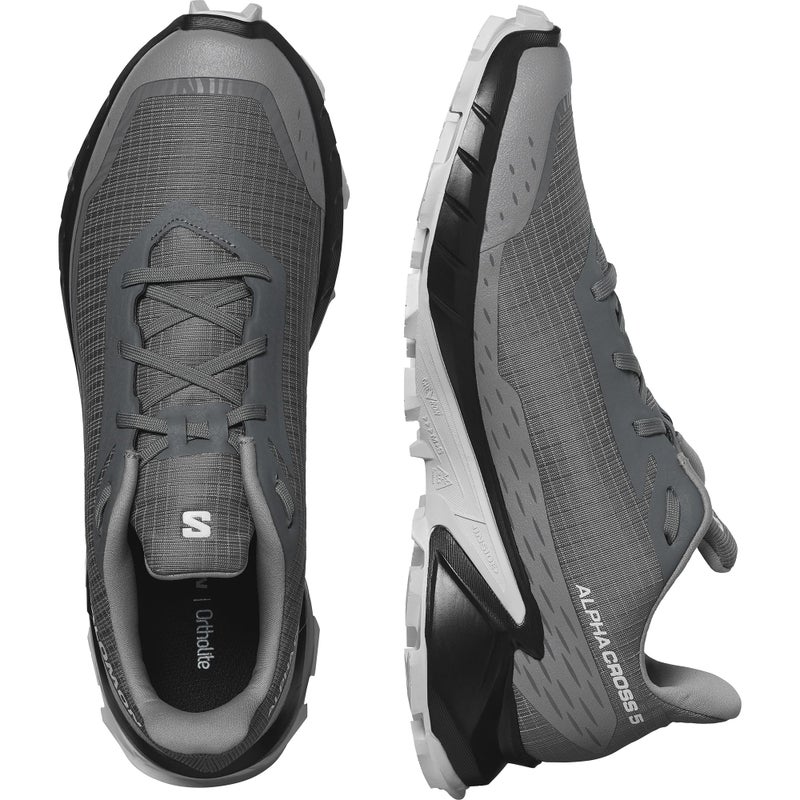 Salomon Menâ€™s Alphacross 5 Trail Running Shoes - Pewter/Black/Ghost Gray - 12 - Image 5