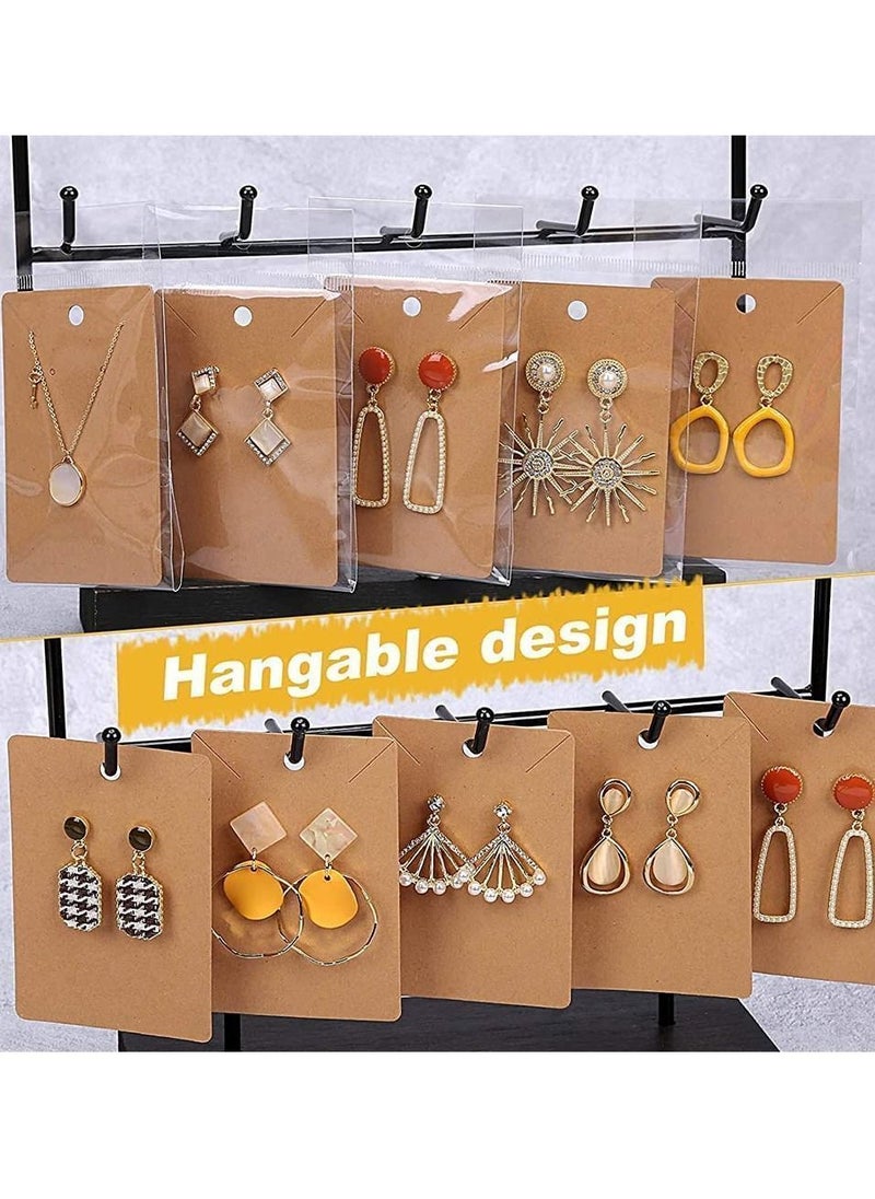 Y&D - Earring Holder Cards, Display Cards set for Earrings Necklace Jewelry and Packaging, Kraft Color, 100 Pcs Self- Sealing Bags - Image 1