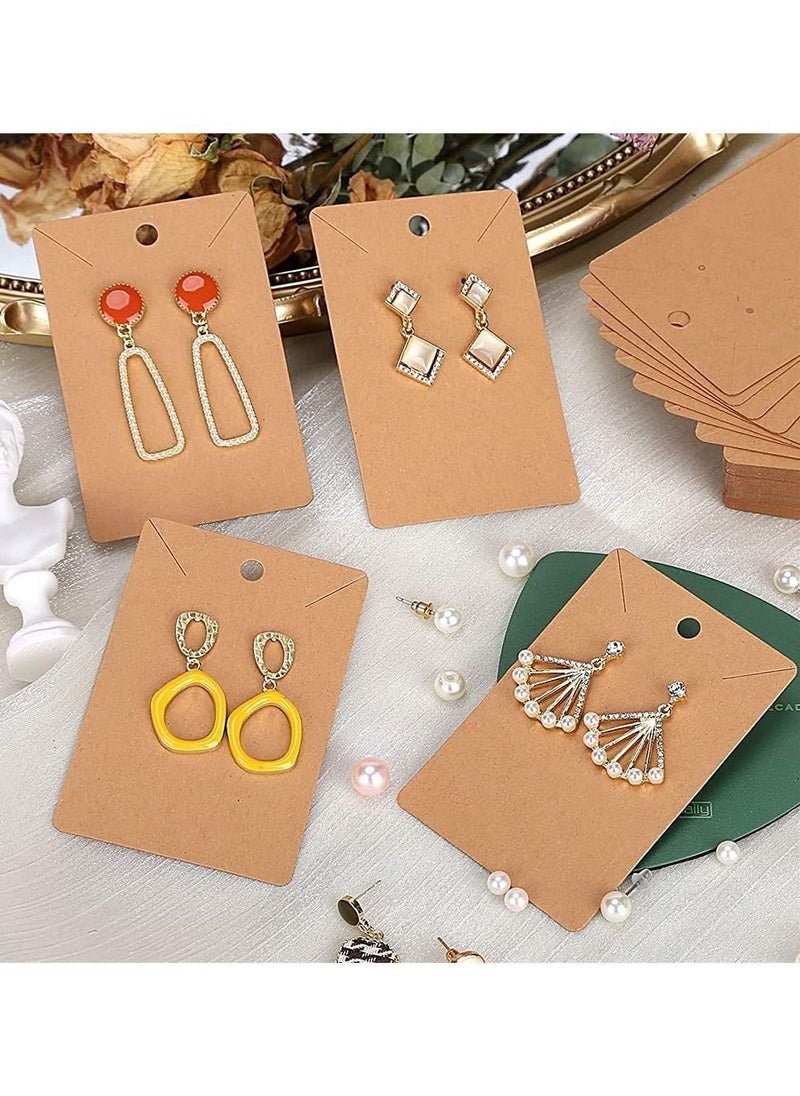 Y&D - Earring Holder Cards, Display Cards set for Earrings Necklace Jewelry and Packaging, Kraft Color, 100 Pcs Self- Sealing Bags - Image 1