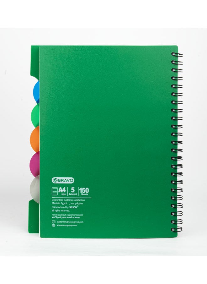 Bravo Bravo Elegant Spiral Notebook - 150 Sheets - A4 Size - Green  - Image 2