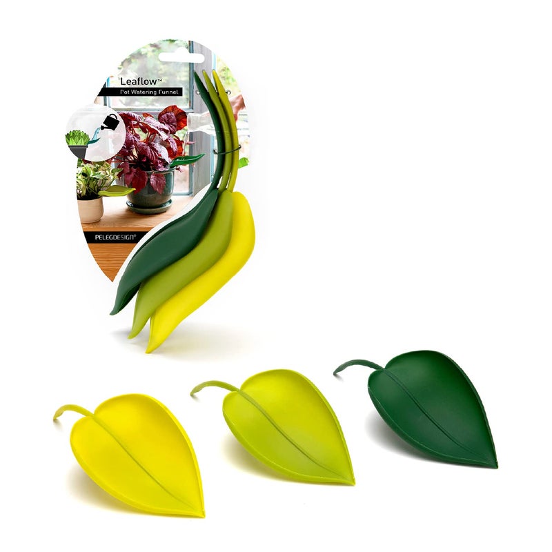 Peleg Design Leaflow Plant Pot Watering Funnel (Set of 3), Plant Watering Funnel for Indoor and Outdoor Plants, Watering Leaves for Plants - Image 1