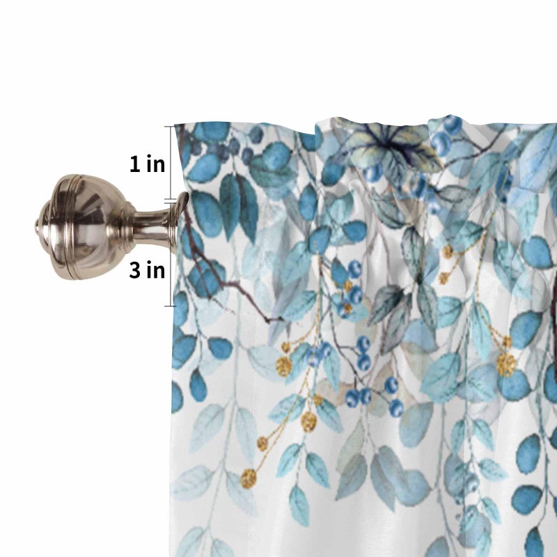 AYTTBIS Blue Eucalyptus Leaves Curtain Valance for Windows Watercolor Window Treatments 1 Panel Short Curtains for Kitchen Windows Bathroom Bedroom,42 x 12 Inch - Image 5