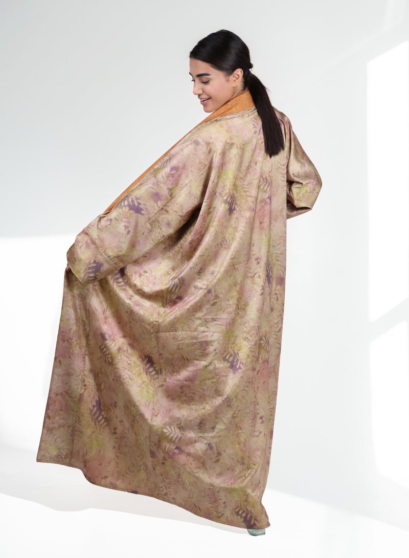 جميلة عباية ثنائية اللون قابلة للعكس - بني فاتح وماهوجني - Image 3