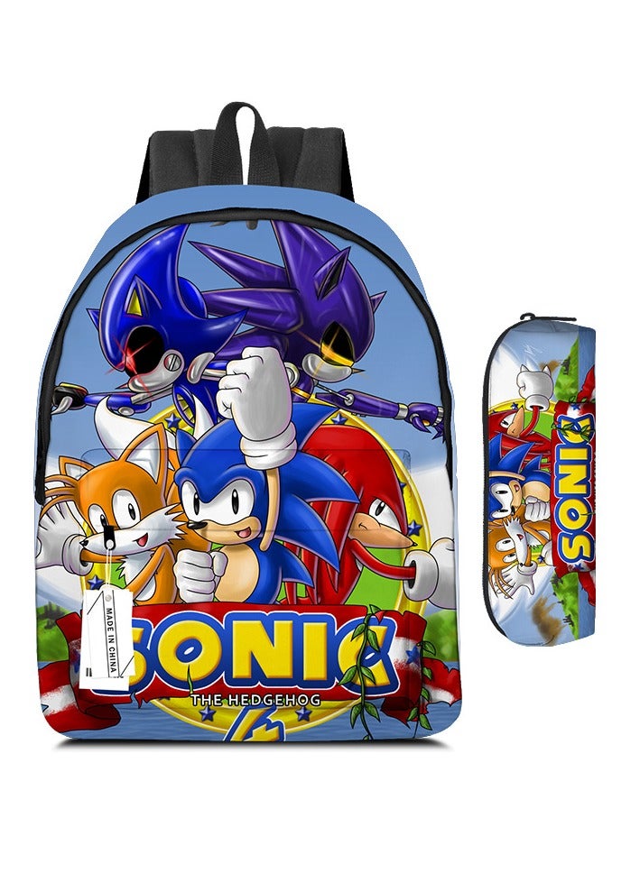 SONIC Cartoon Backpack Two-piece Student School Bag