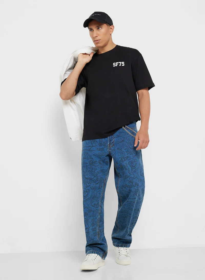 Seventy Five Graphic Print Oversized T-Shirt