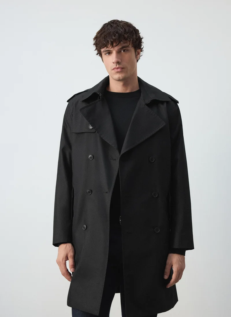 Mango Man Water-Repellent Belted Trench Coat