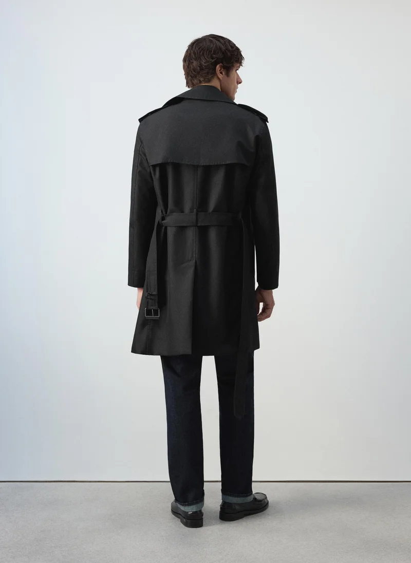 Mango Man Water-Repellent Belted Trench Coat