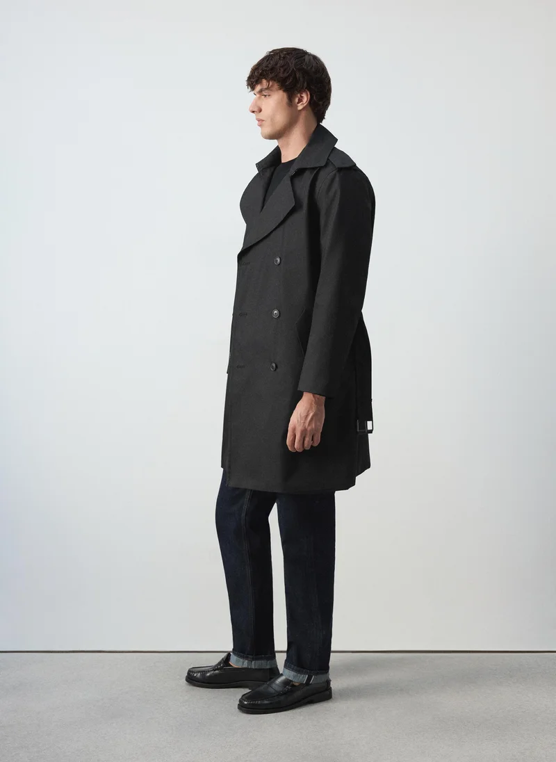 Mango Man 99-NEGRO Water-Repellent Belted Trench Coat for Men | Best Price UAE