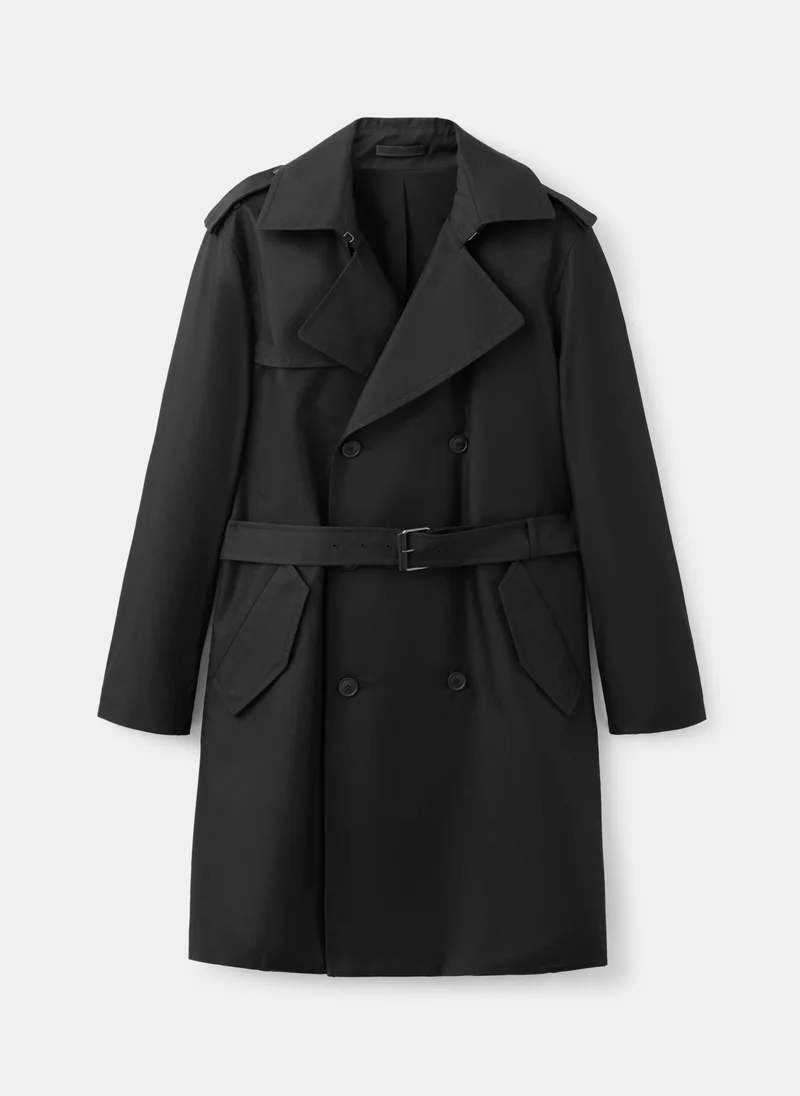 Mango Man 99-NEGRO Water-Repellent Belted Trench Coat for Men | Best Price UAE