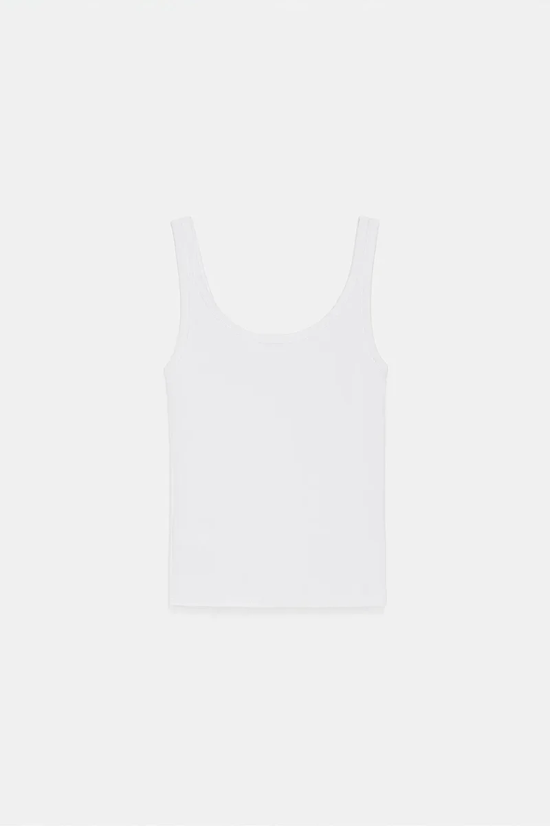 Dilvin White DILVIN Ribbed Fitted Camisole Top for Women | Best Price UAE