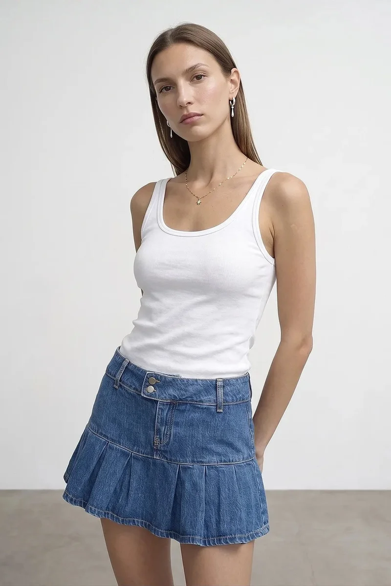Dilvin White DILVIN Ribbed Fitted Camisole Top for Women | Best Price UAE
